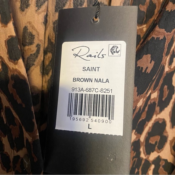 Rails Saint Leopard Print Button-Front Blouse Size L NWT - Picture 8 of 11
